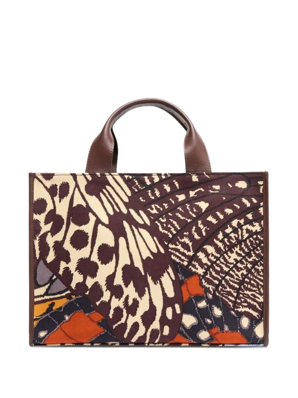 Inoui Editions Butterfly Print Pocket Satchel In Brown