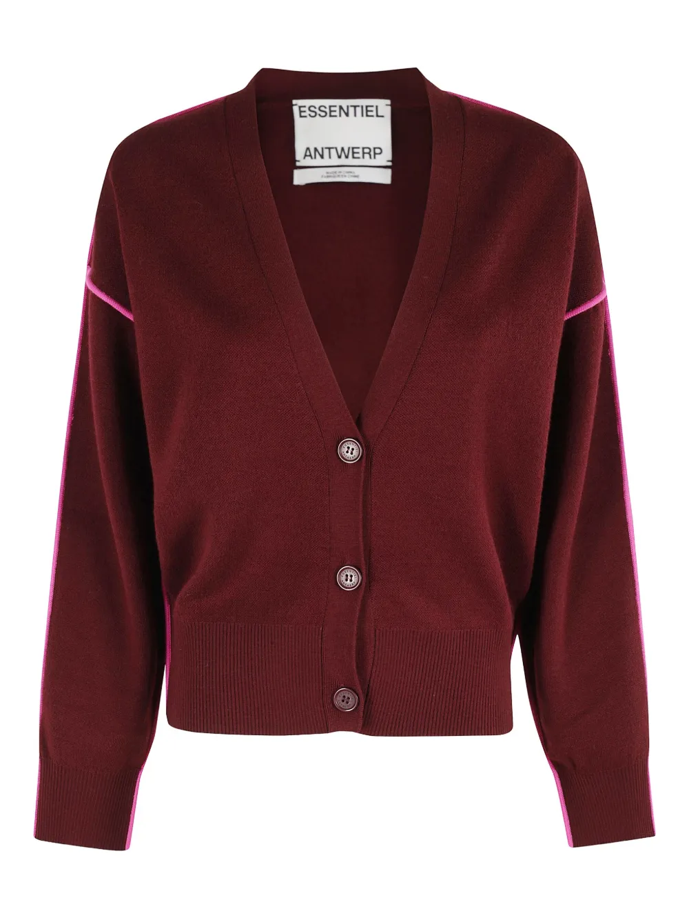 Essentiel Antwerp Contrast-trim Cardigan In Red