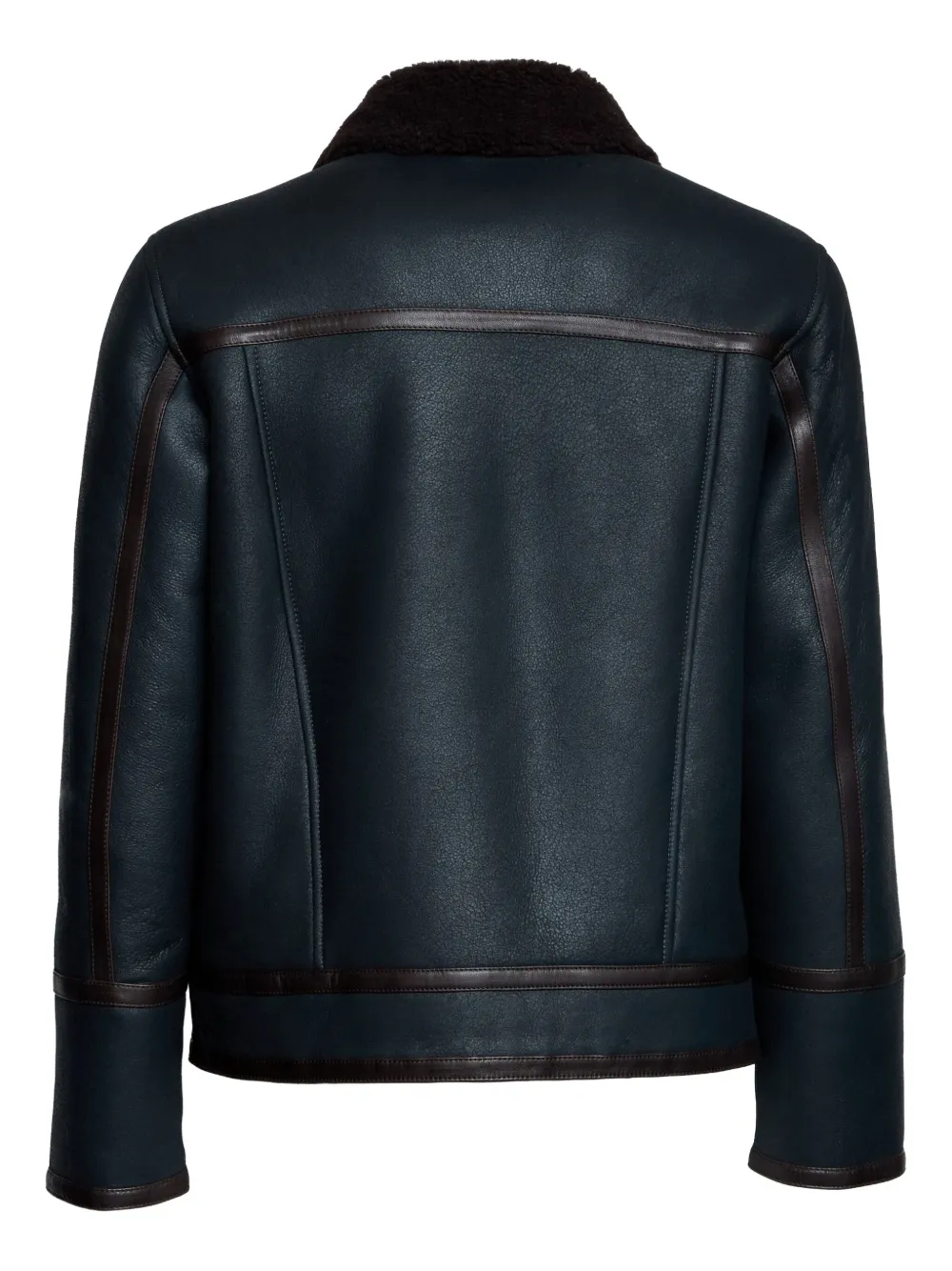 Dondup Shearling-collar Leather Jacket In Blue
