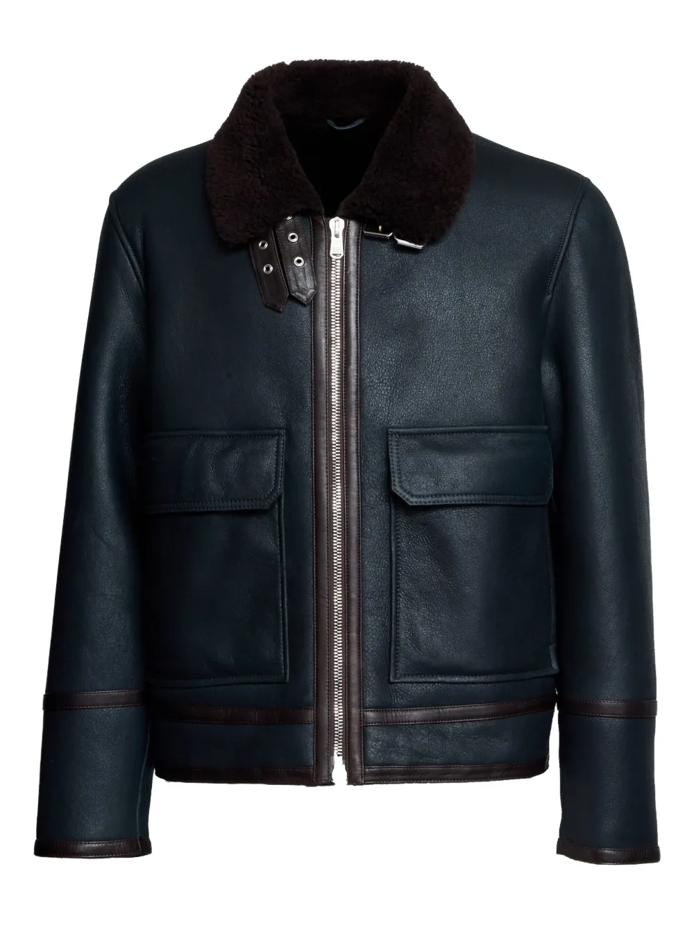 DONDUP veste en cuir à col lainé | noir | Image 1