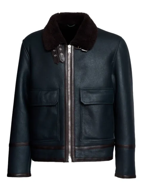 DONDUP shearling-collar leather jacket