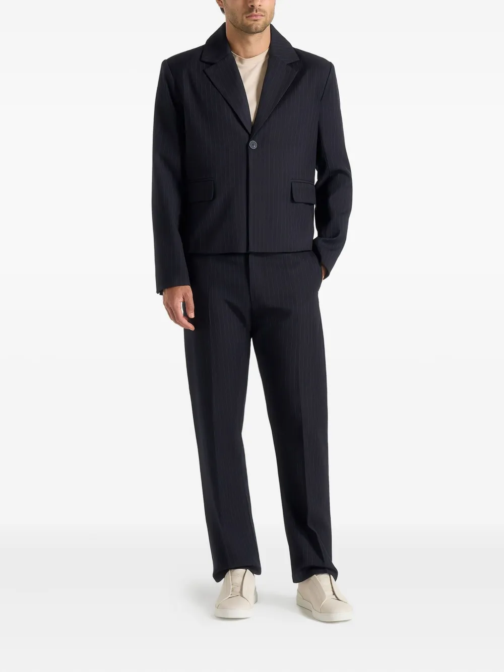 Manière De Voir Silas Cropped Blazer In Blue