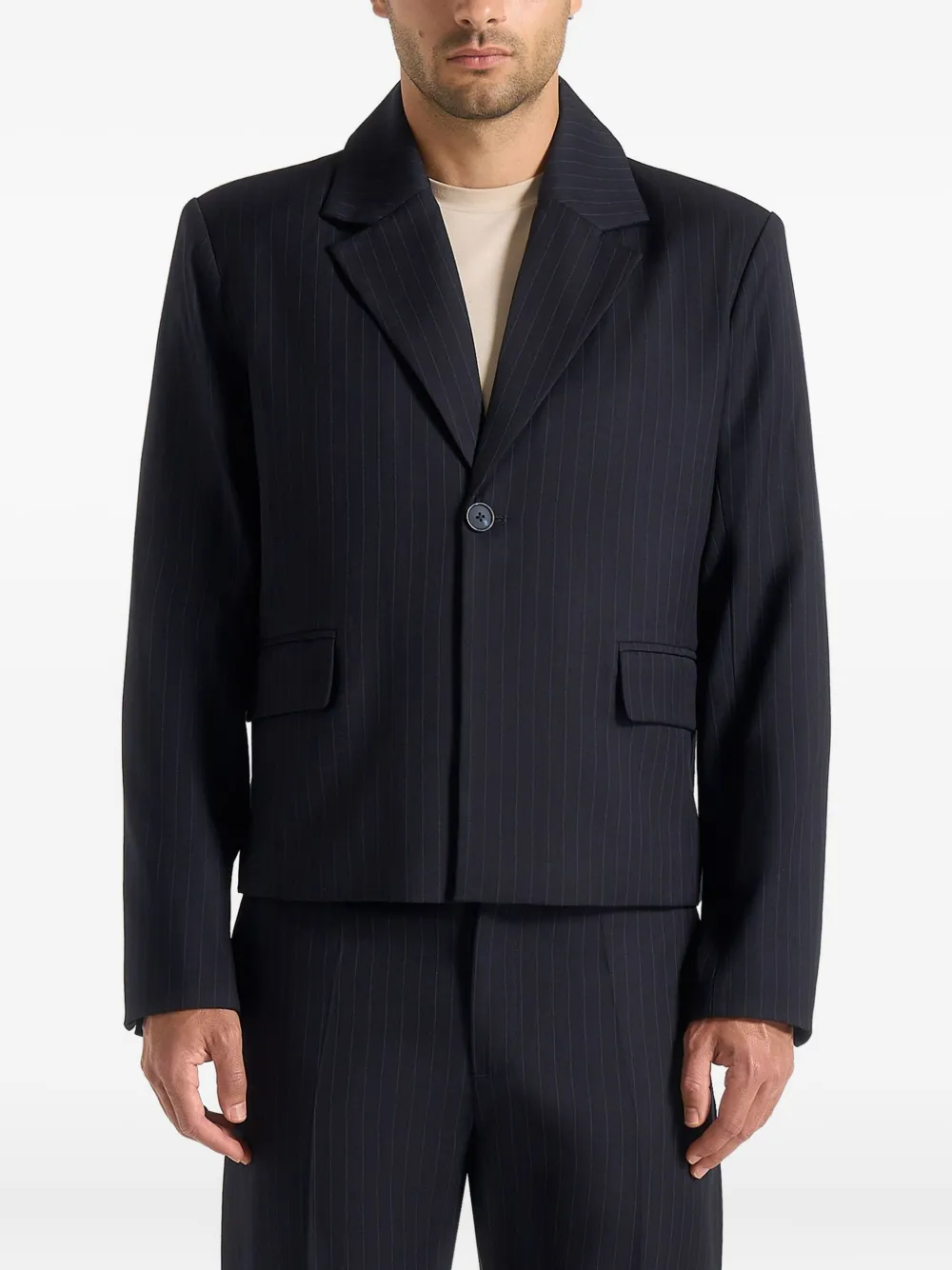 Manière De Voir Silas Cropped Blazer In Blue