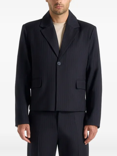 Manière De Voir Silas in navy pinstriped-pattern tailored  cropped-blazer