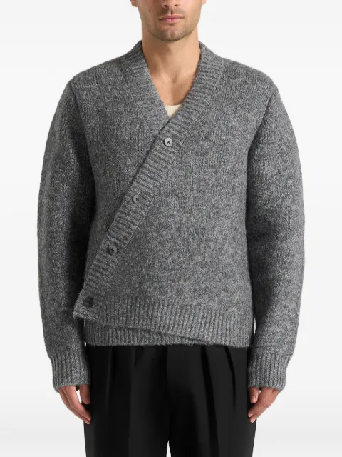 Manière De Voir Dani -  asymmetric brushed knit cardigan - grey