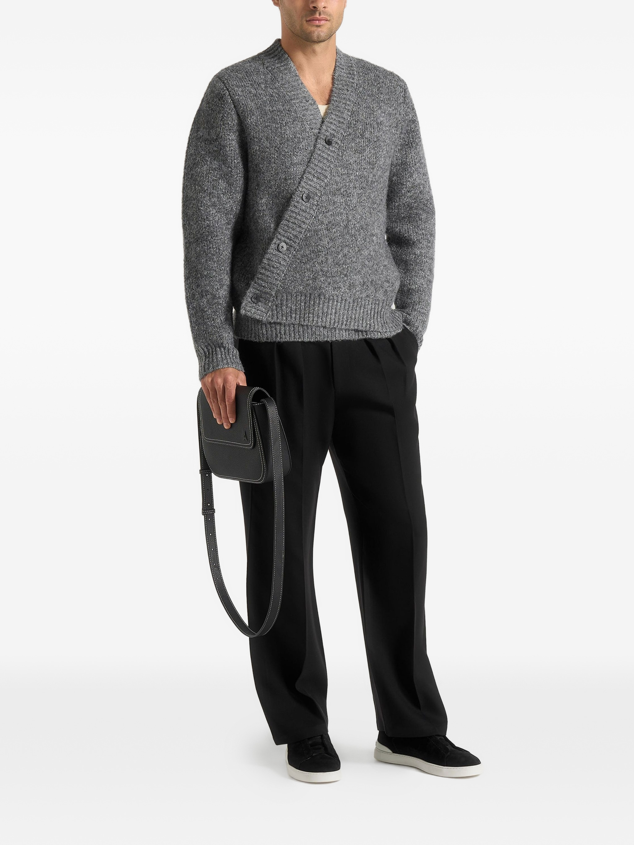 Dani unisex asymmetric brushed knit cardigan — Image 5