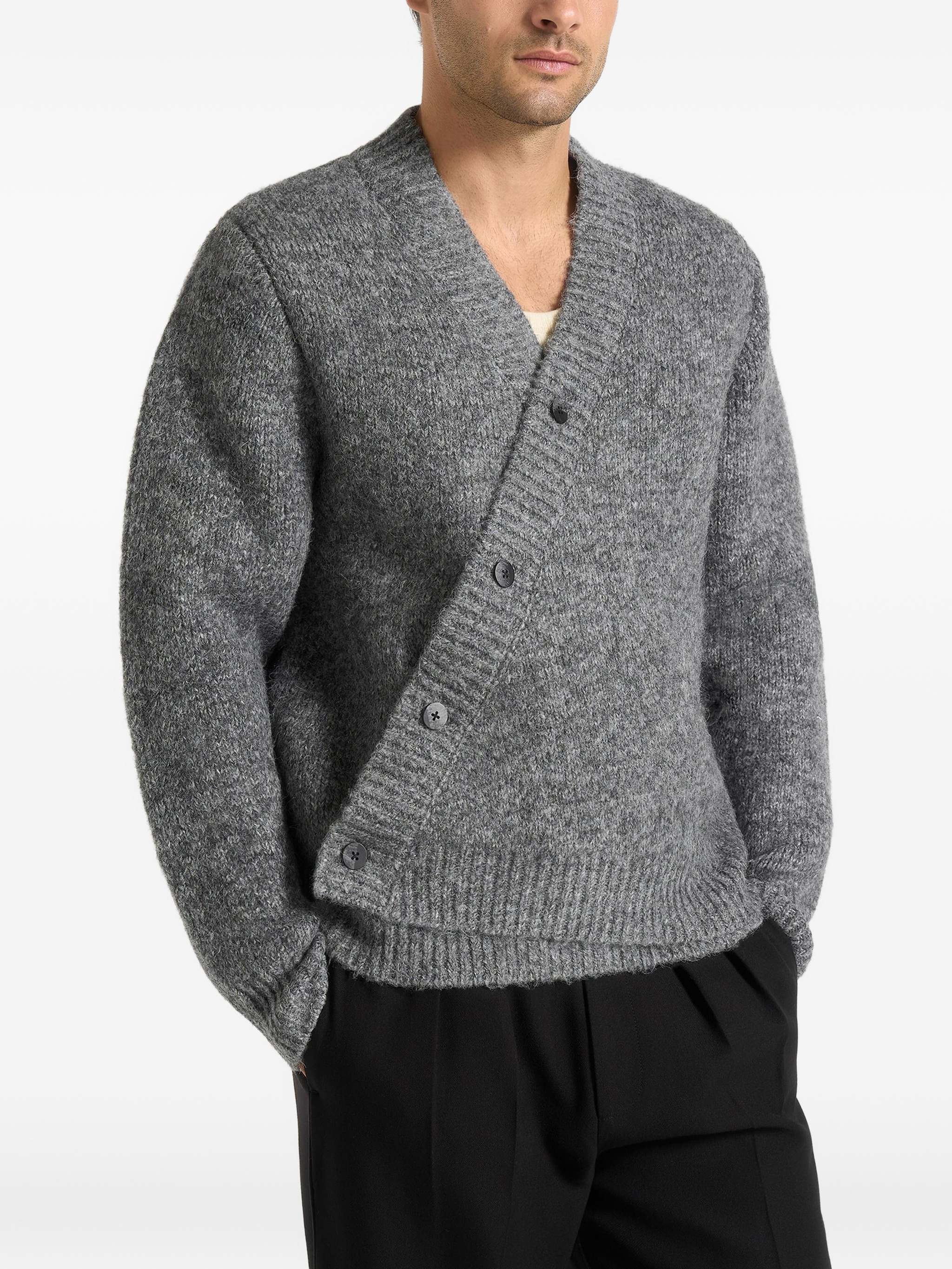 Dani unisex asymmetric brushed knit cardigan — Image 6