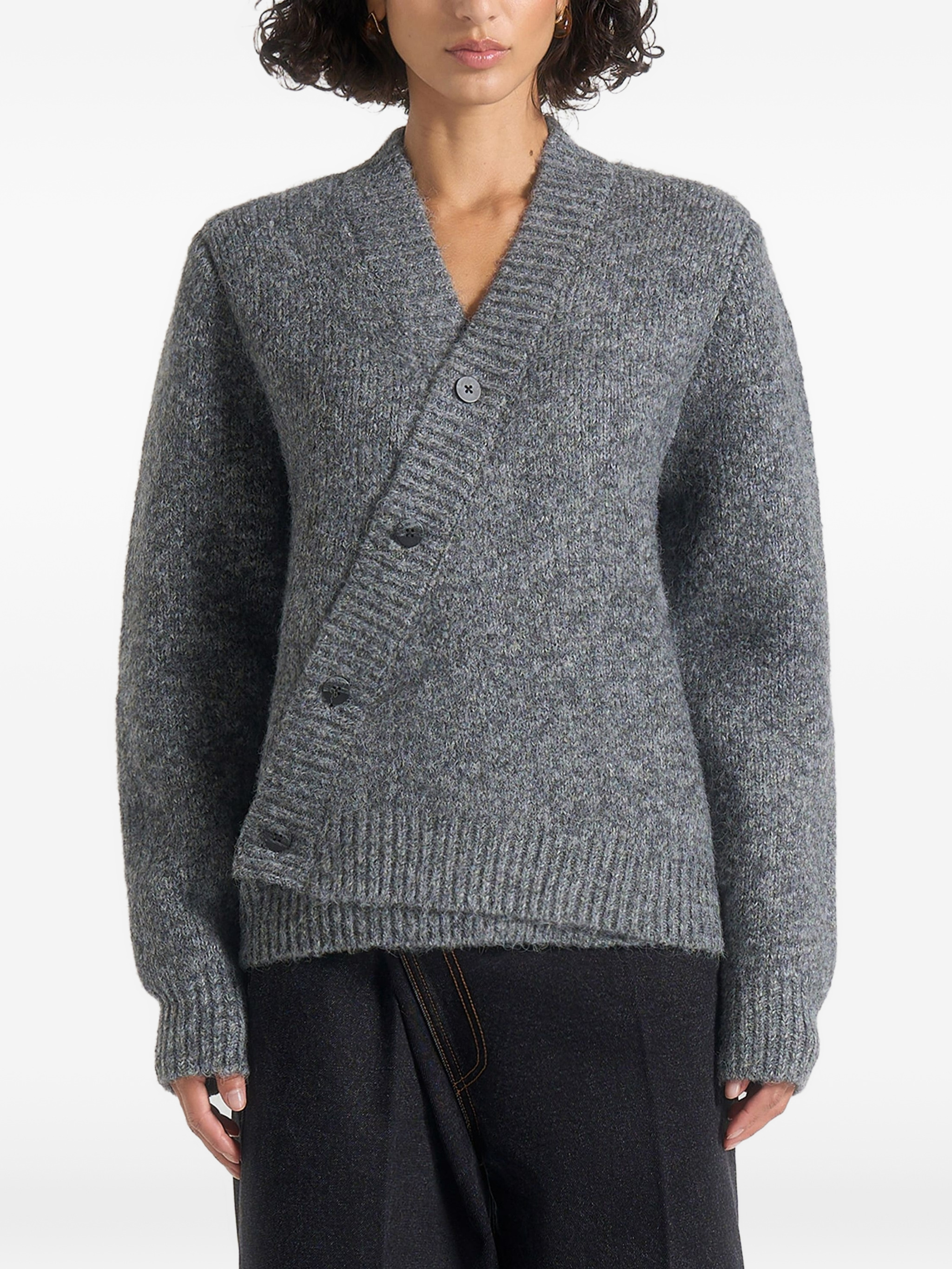 Dani unisex asymmetric brushed knit cardigan — Image 7