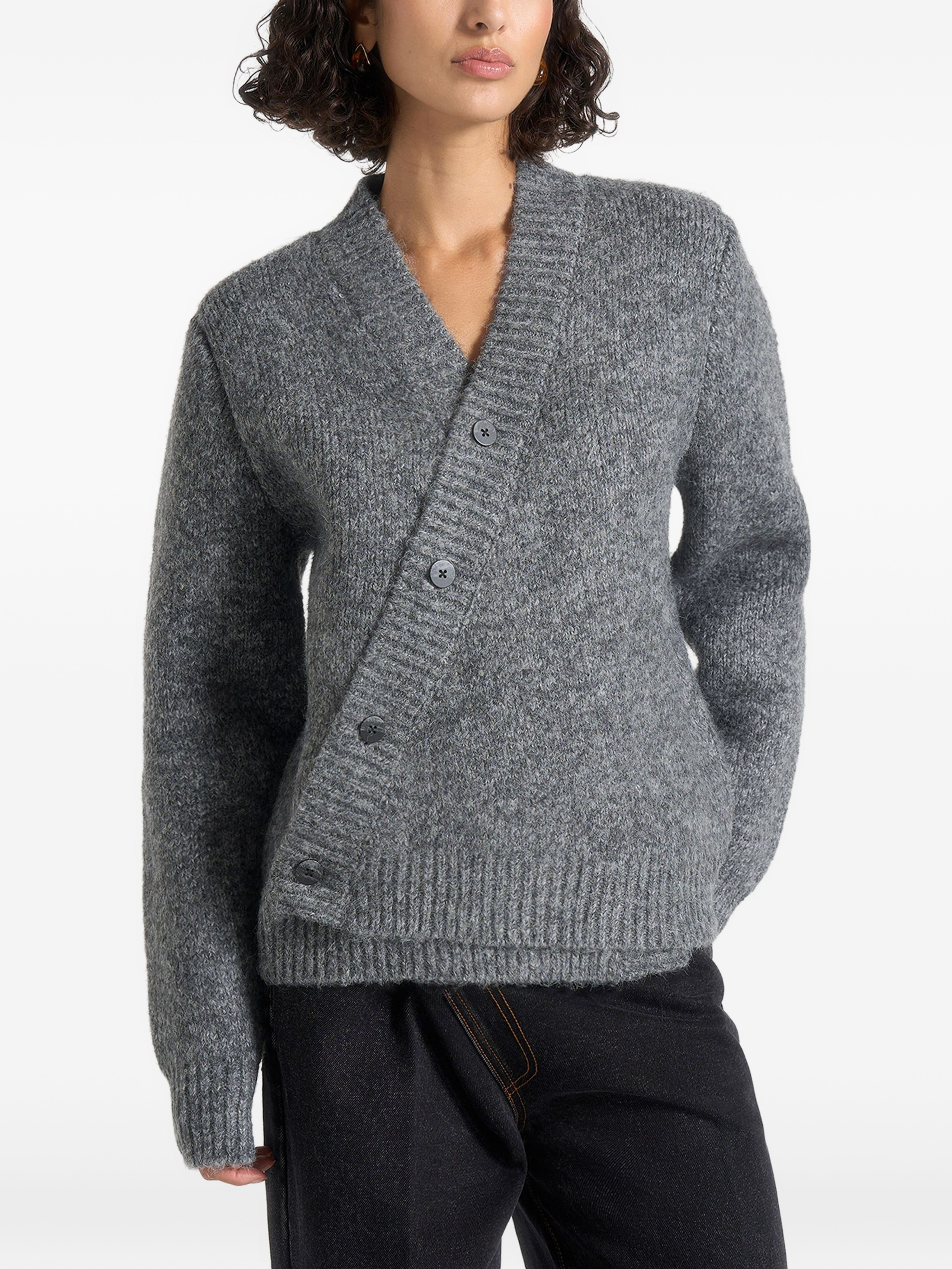 Dani unisex asymmetric brushed knit cardigan — Image 4