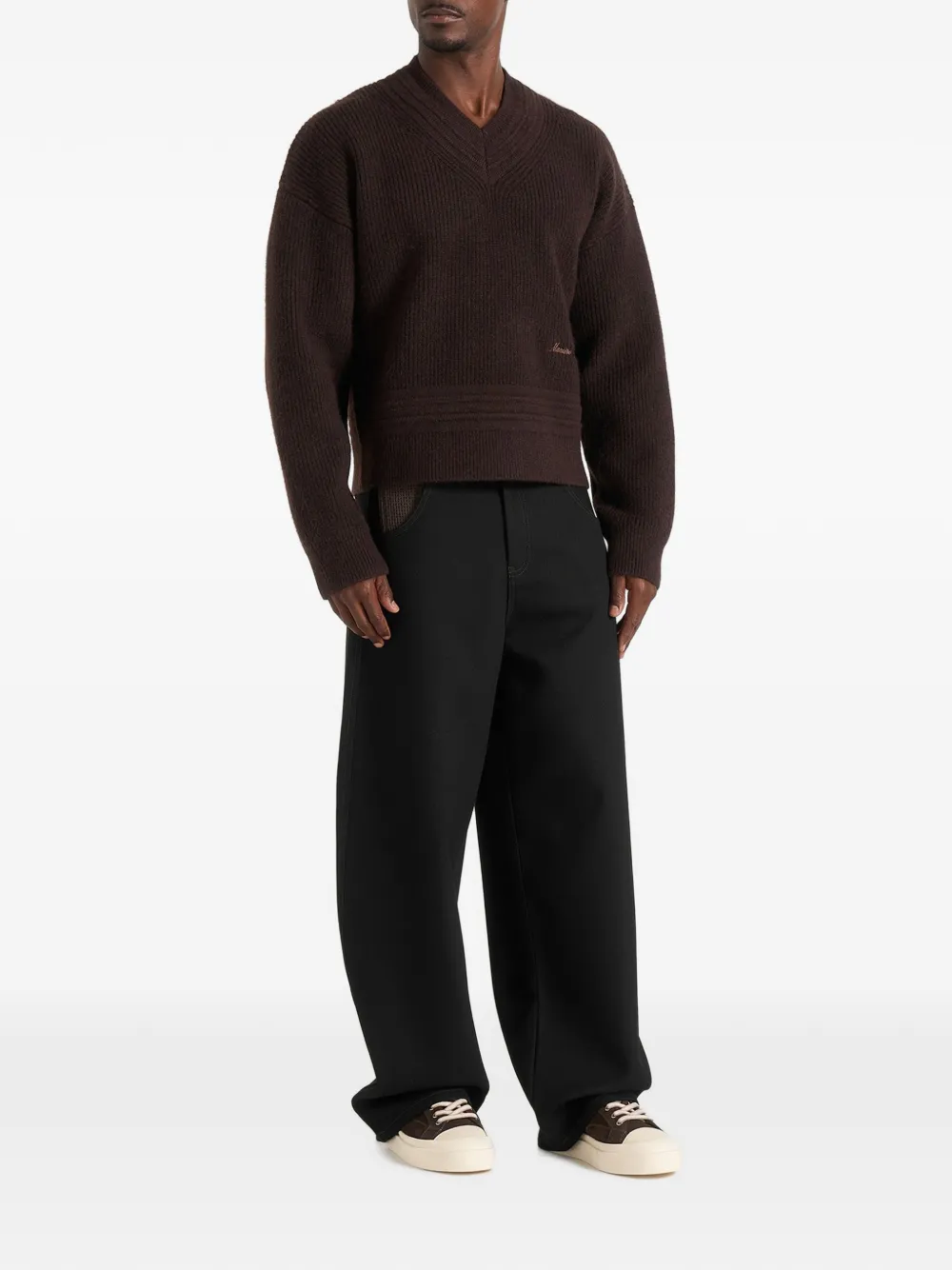 Manière De Voir Lazare twill jeans met wijde pijpen Zwart