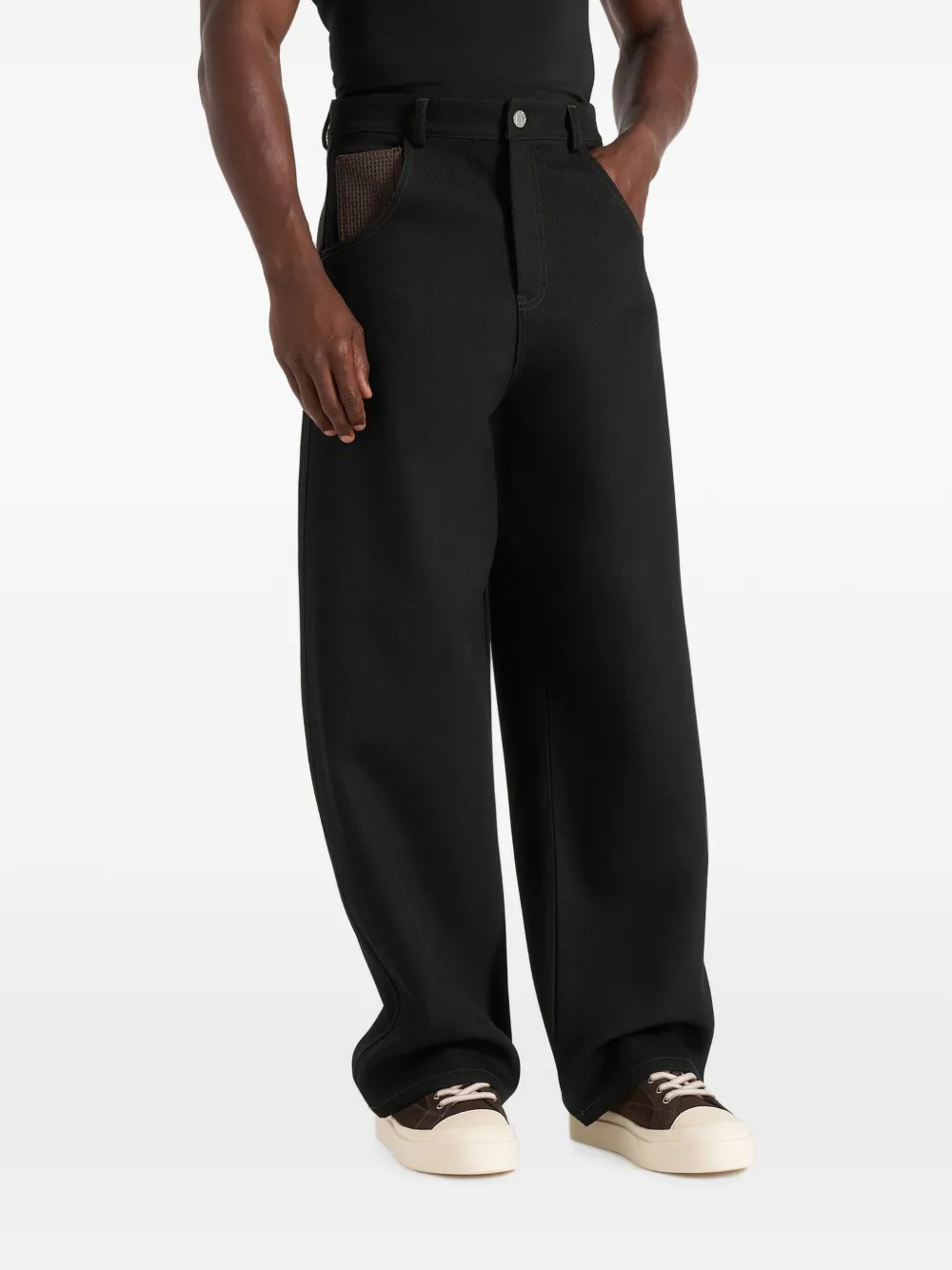 Manière De Voir Lazare twill jeans met wijde pijpen Zwart