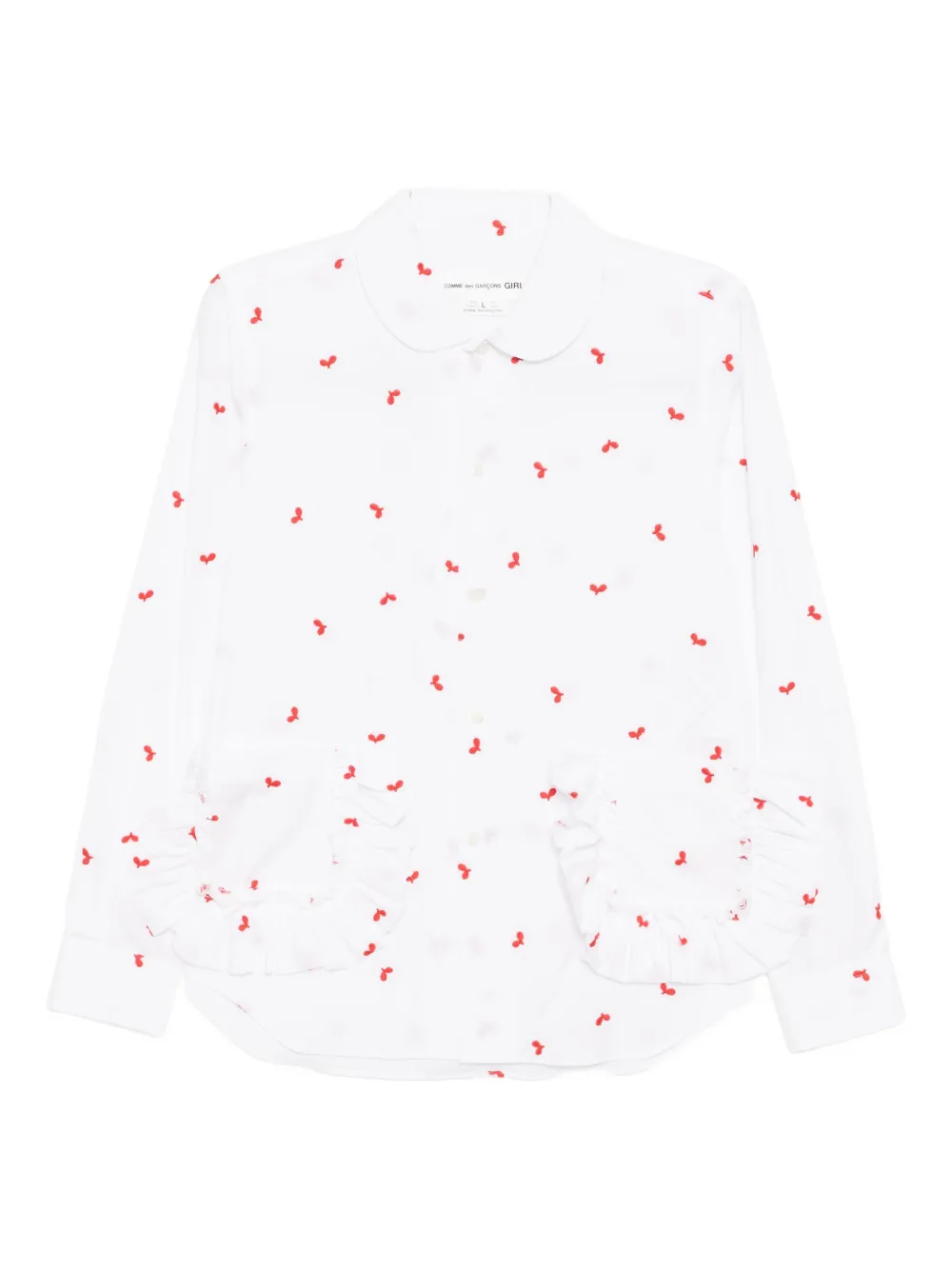 Comme Des Garcons Girl Ruffled-pocket Shirt In White