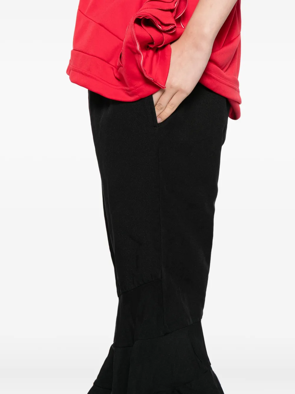 Comme Des Garçons Tiered-hem Flared Trousers In Black