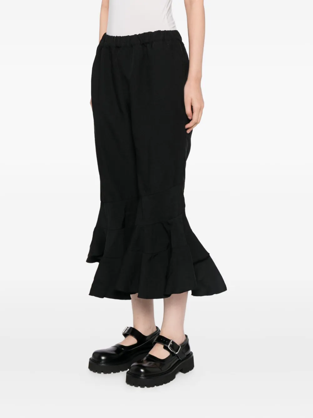 Comme Des Garçons Tiered-hem Flared Trousers In Black