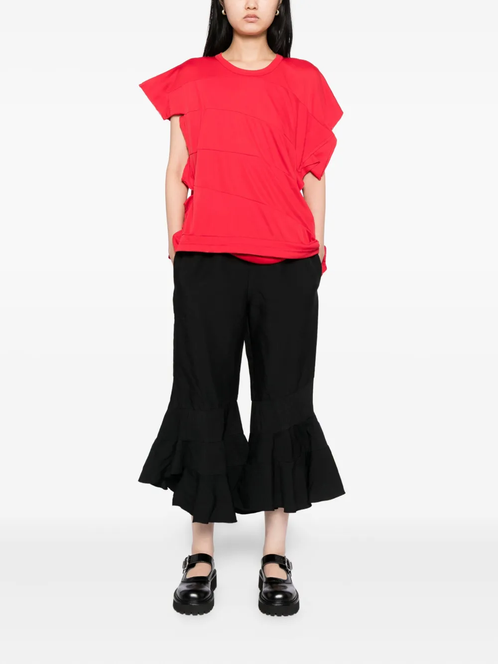 Comme Des Garçons Comme Des Garçons Flared broek met gelaagde afwerking - Zwart