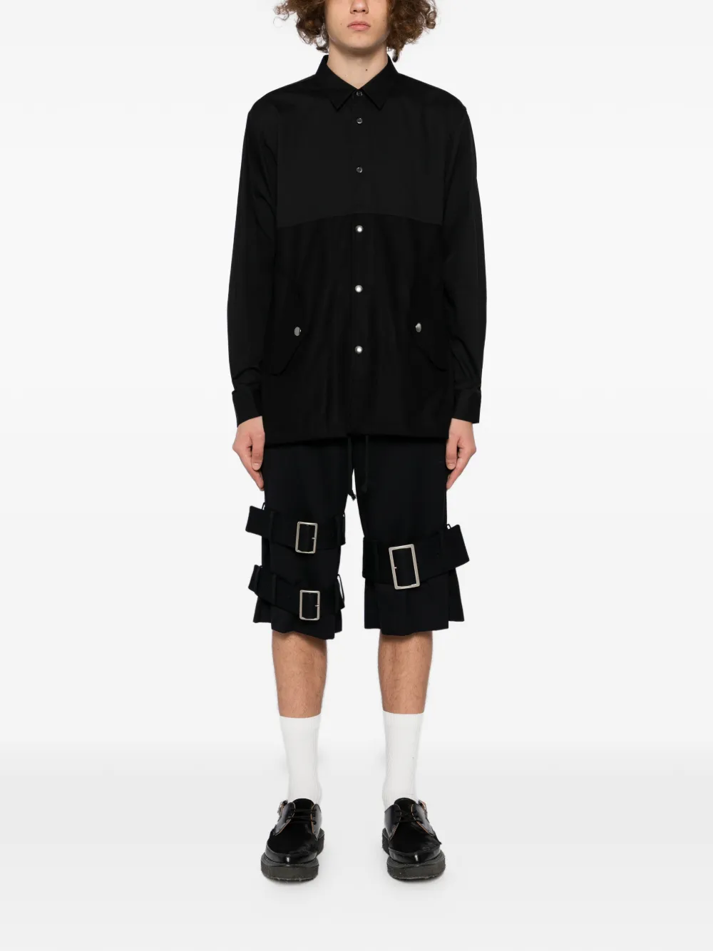 Comme des Garçons Homme Plus buckle strap shorts - Zwart