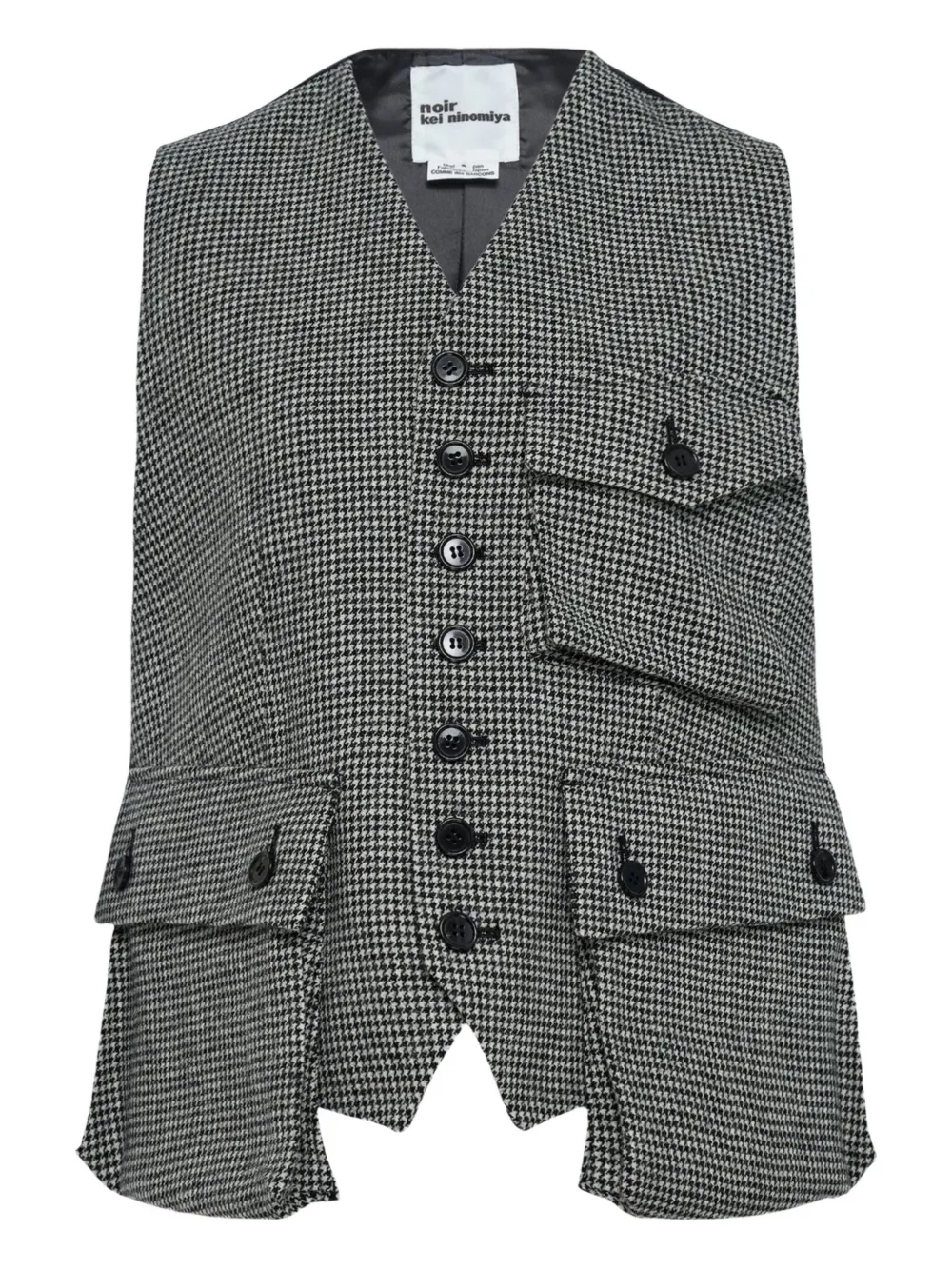 Noir Kei Ninomiya Check-pattern Pocket Vest In Gray
