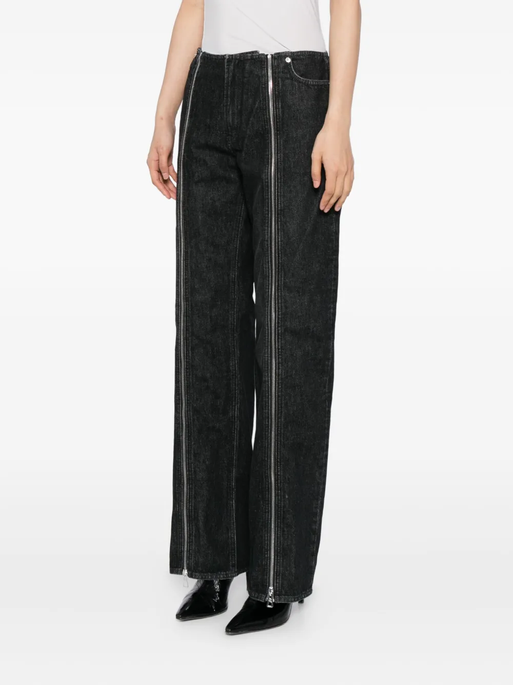 Jean Paul Gaultier Zipped Jeans In Black