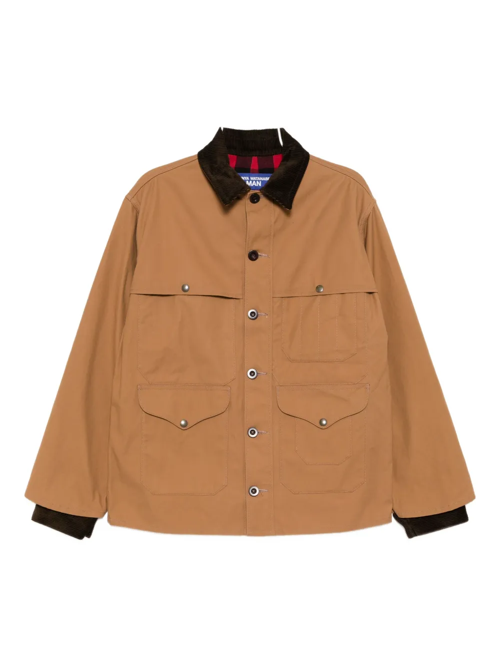 Junya Watanabe Check-panel Chore Jacket In Brown