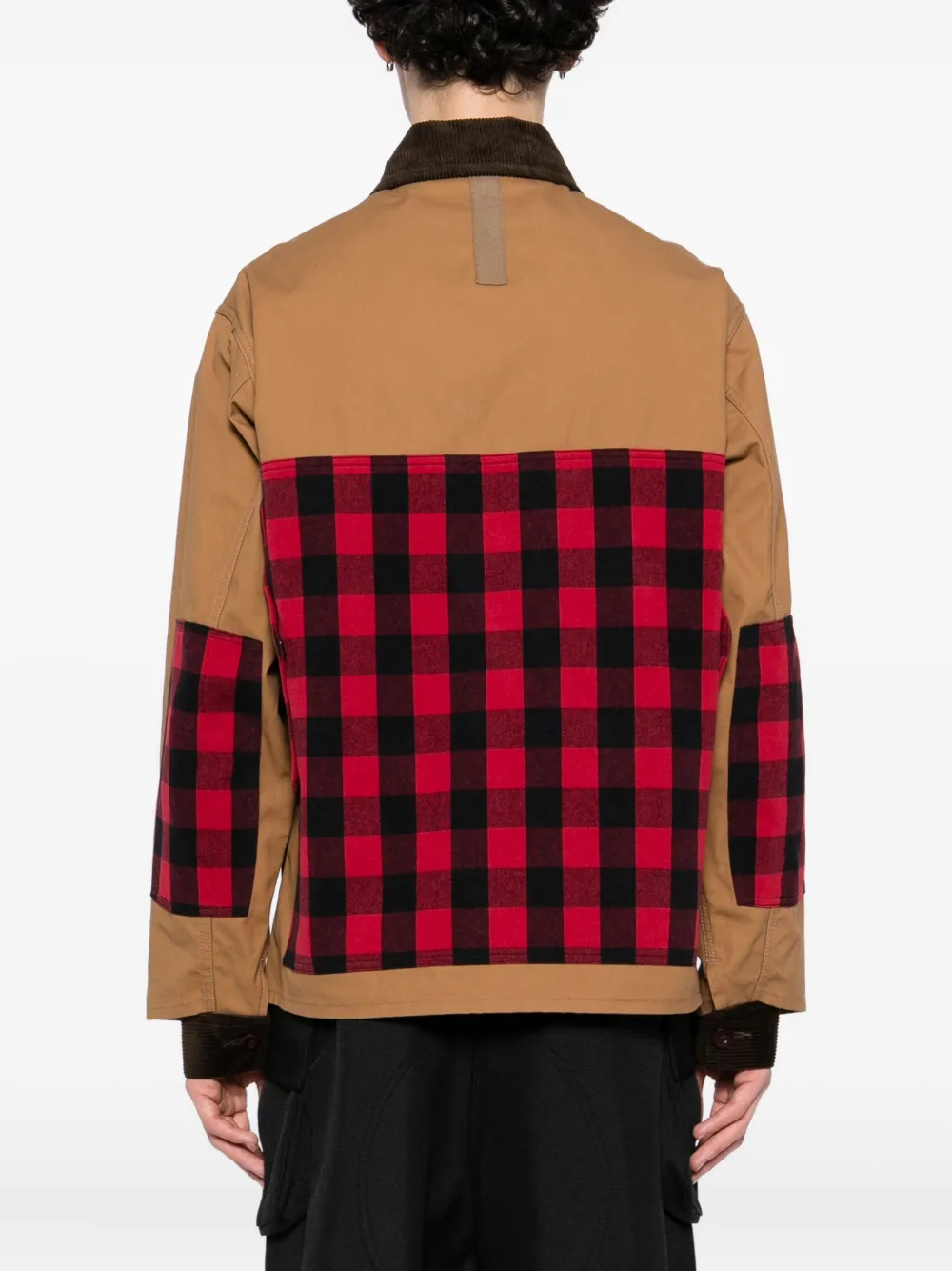 Junya Watanabe Check-panel Chore Jacket In Brown