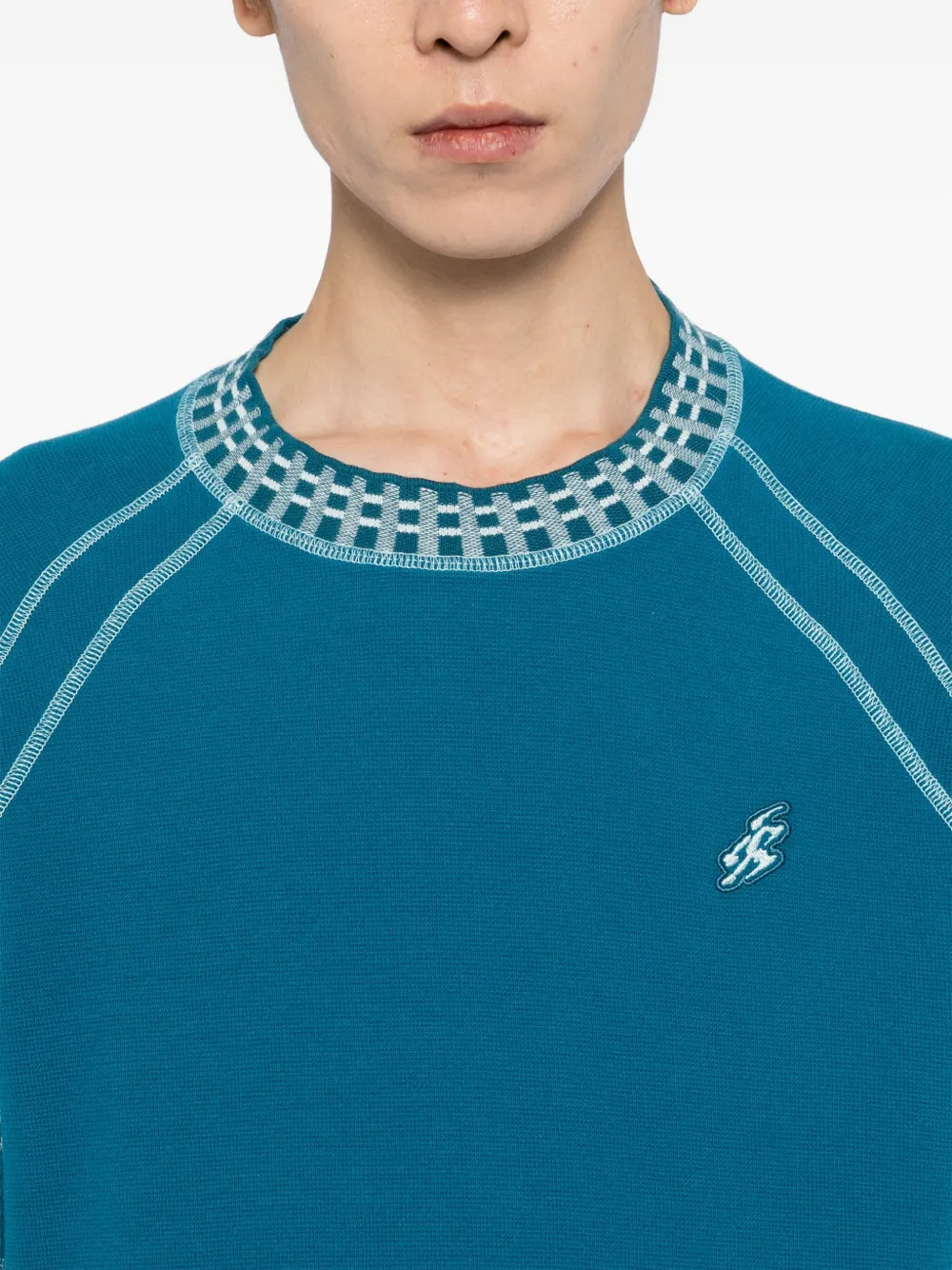 Asics Slogan-embroidered T-shirt In Blue
