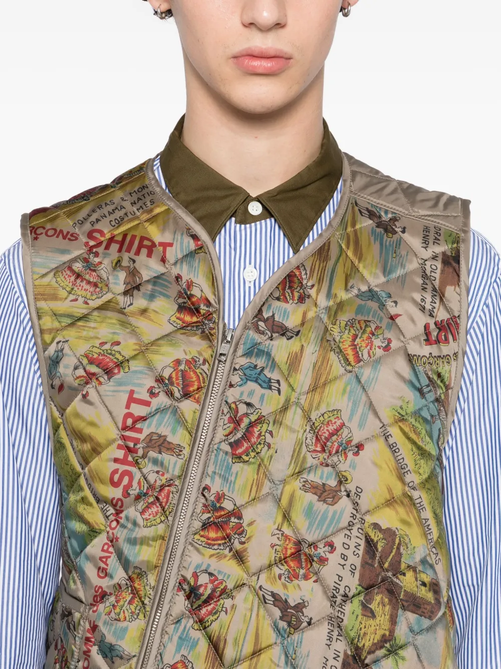 Comme Des Garçons Shirt Bodywarmer met grafische print Bruin