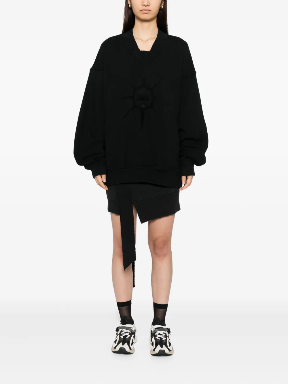 Asics Graphic-embroidered Sweatshirt In Black