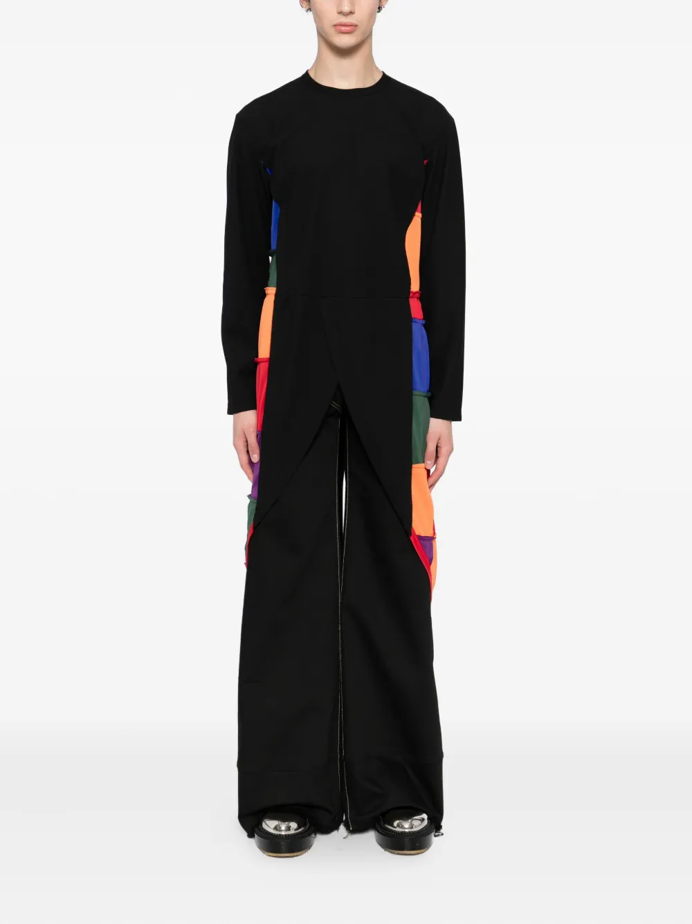 Comme des Garçons Homme Plus T-shirt met patchwork - Zwart