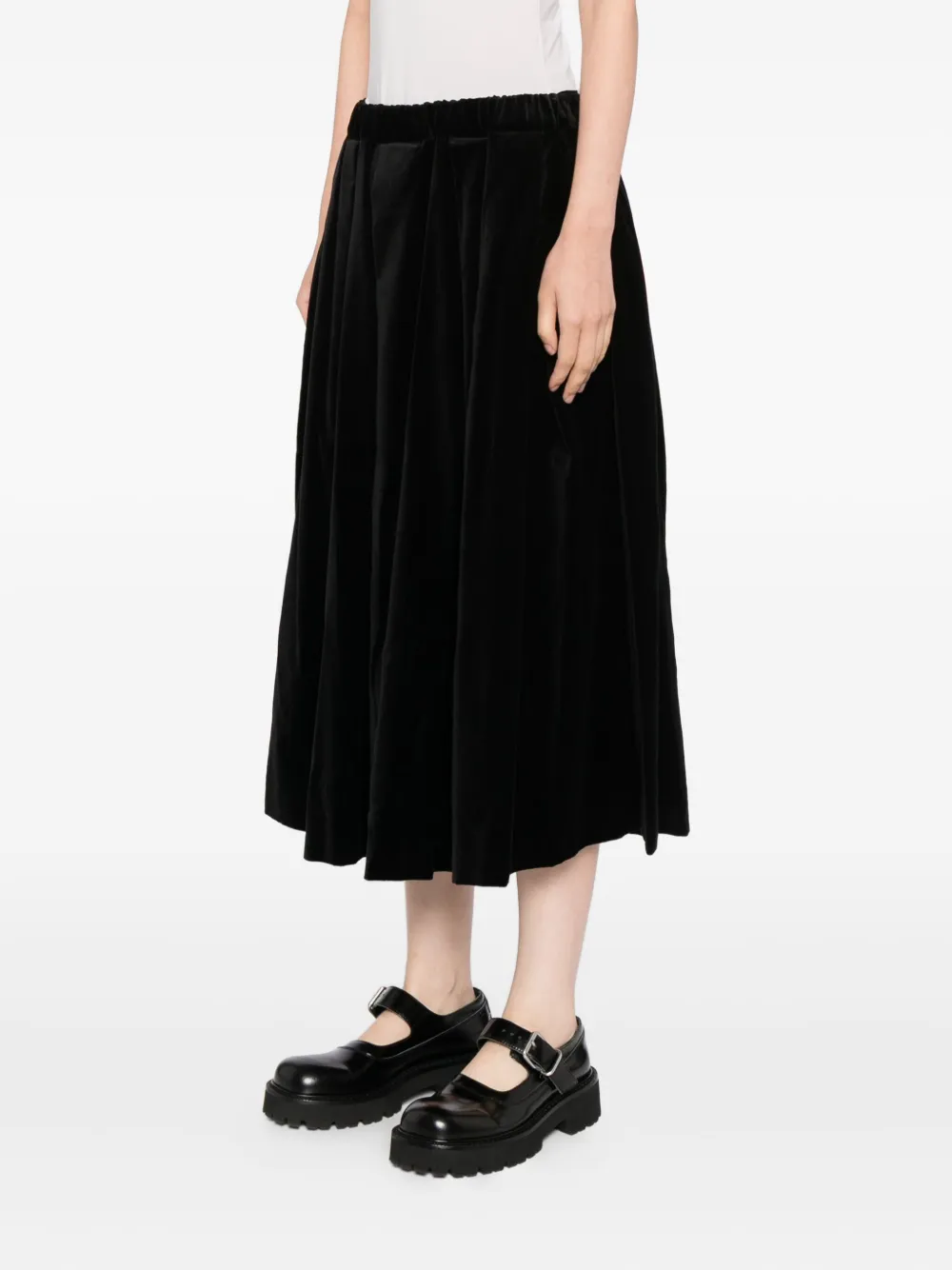 Comme Des Garçons Velvet Pleated Skirt In Black