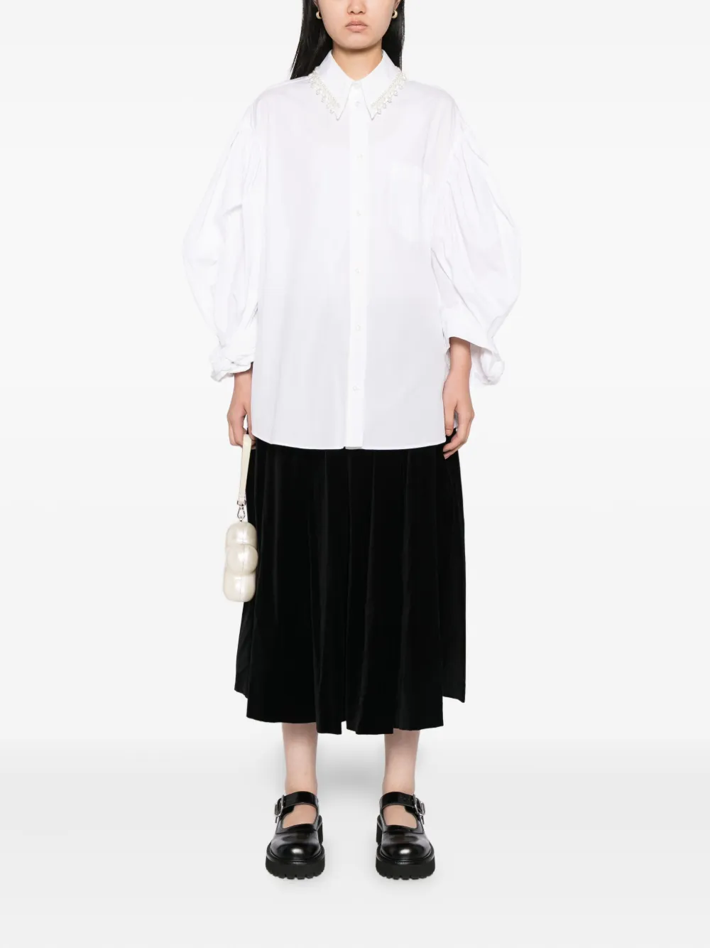 Comme Des Garçons Velvet Pleated Skirt In Black