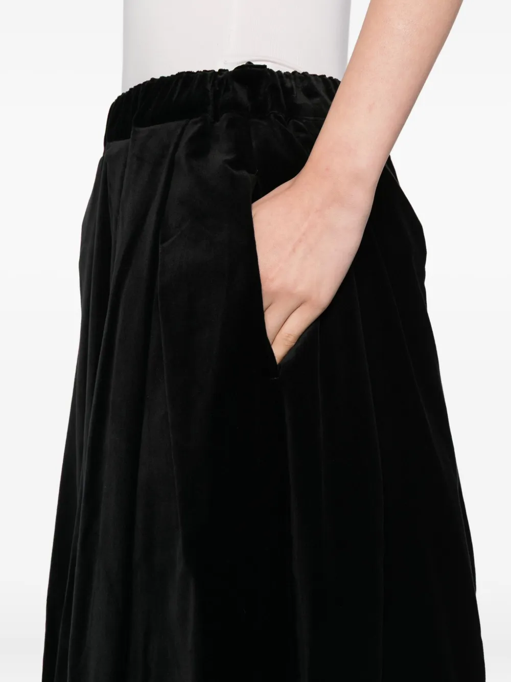Comme Des Garçons Velvet Pleated Skirt In Black