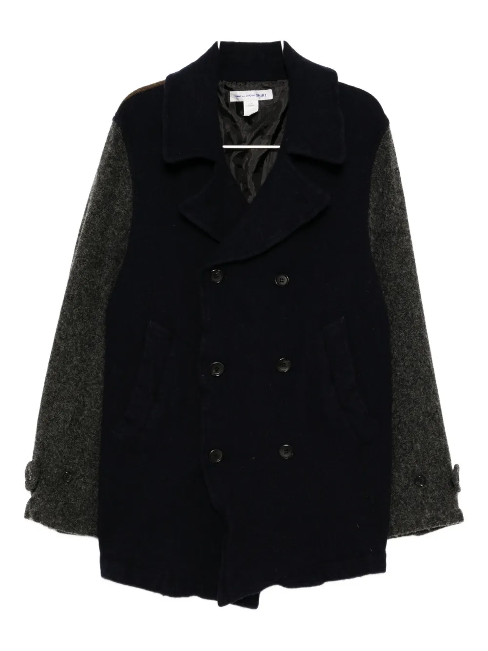 Comme Des Garçons Shirt contrast panelled coat - Blu