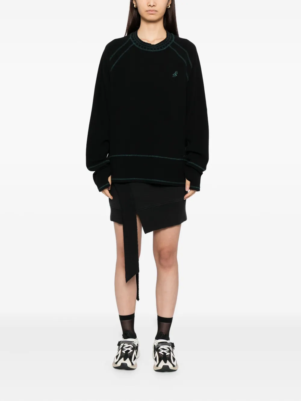 Asics Slogan-embroidered T-shirt In Black