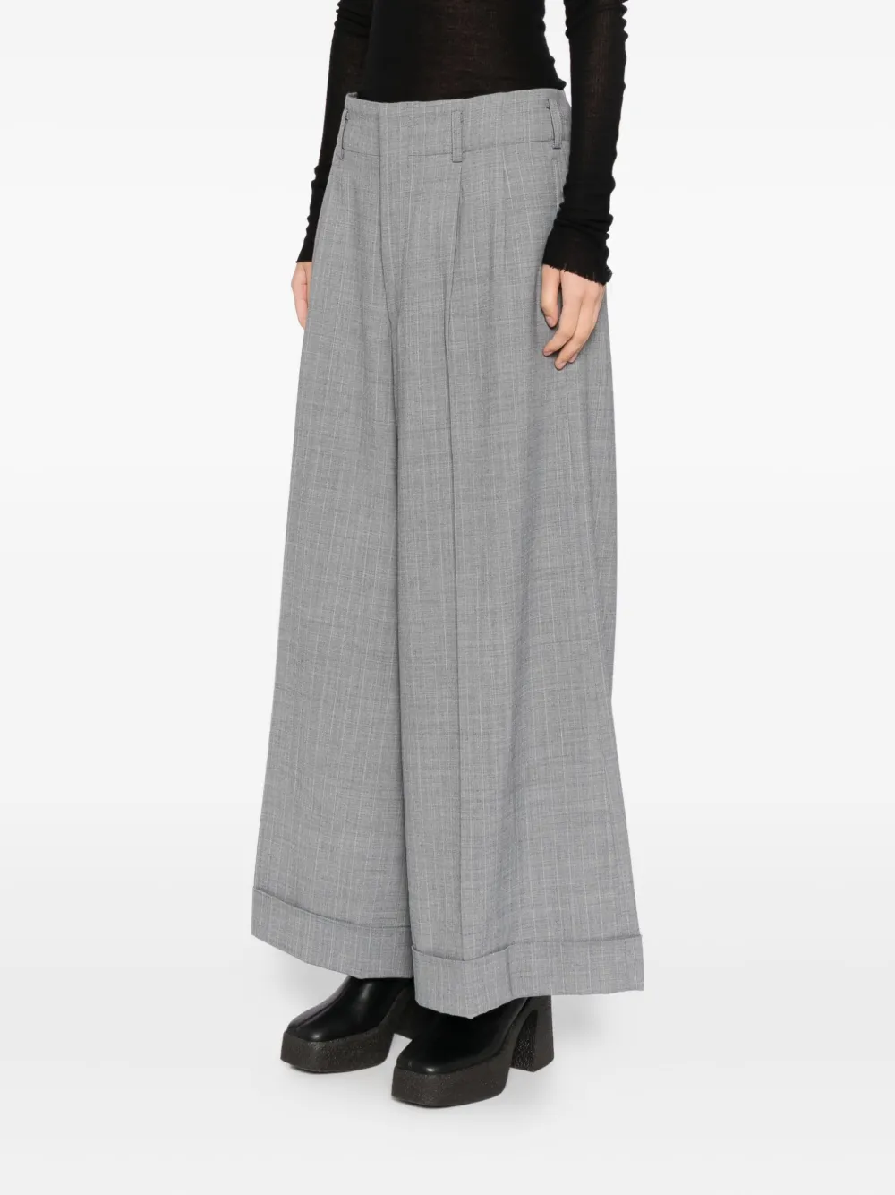 Comme Des Garçons Pinstripe Wide-leg Trousers In Gray