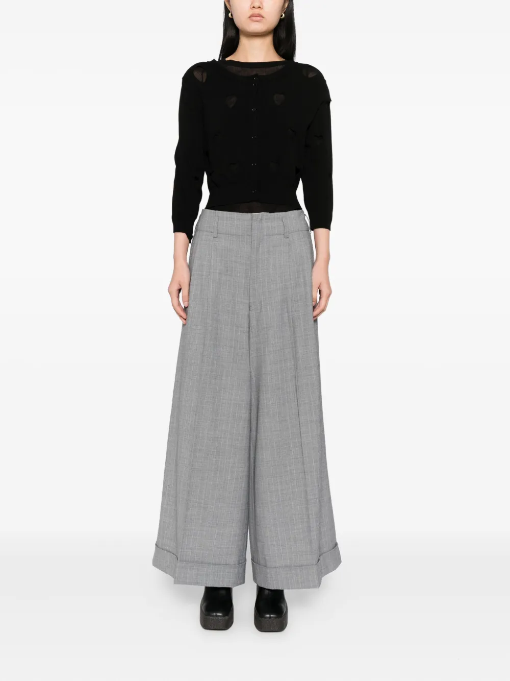 Comme Des Garçons Pinstripe Wide-leg Trousers In Gray
