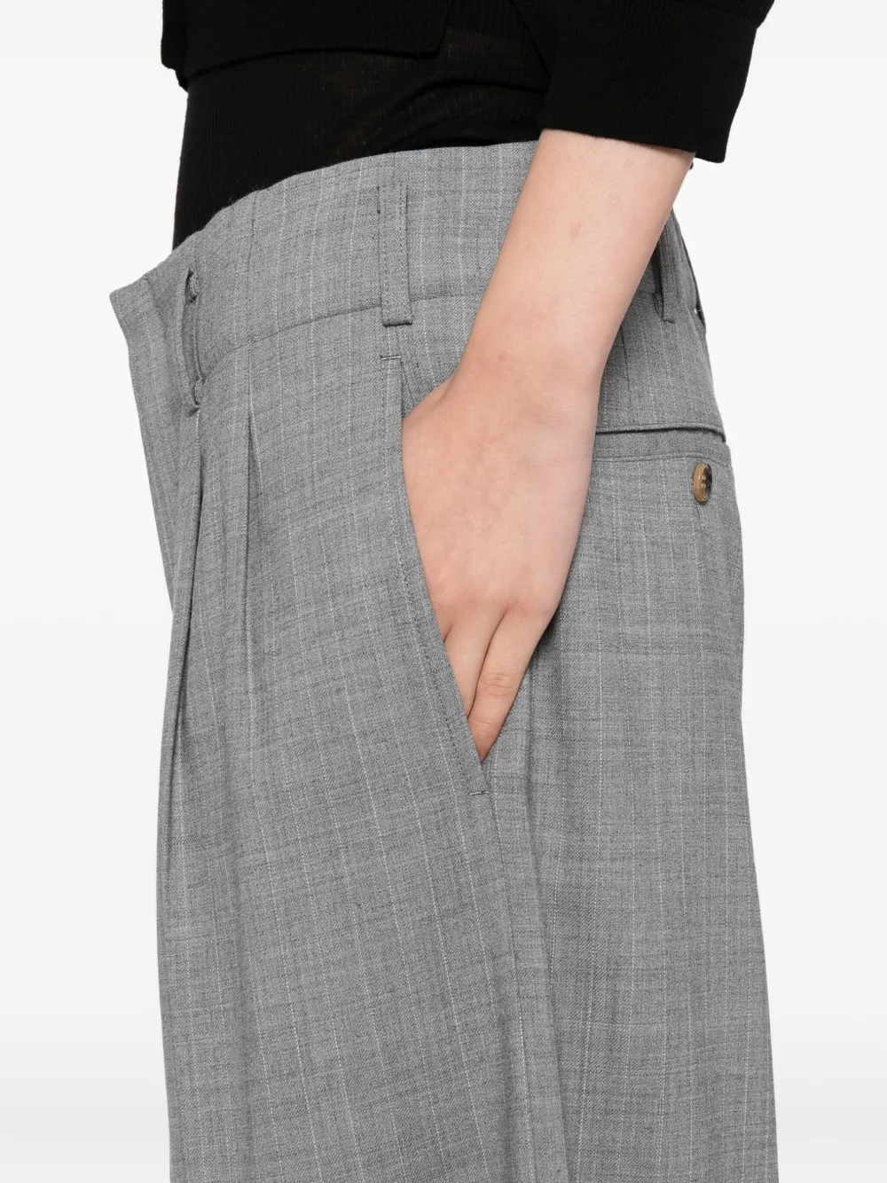 Comme Des Garçons Pinstripe Wide-leg Trousers In Gray