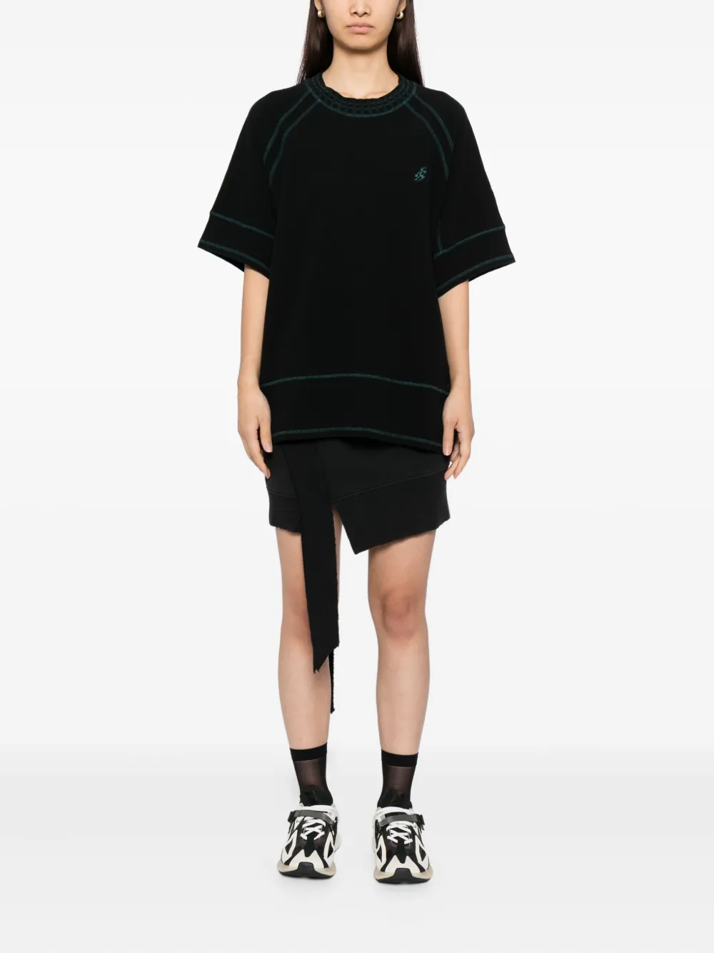 Asics Slogan-embroidered T-shirt In Black