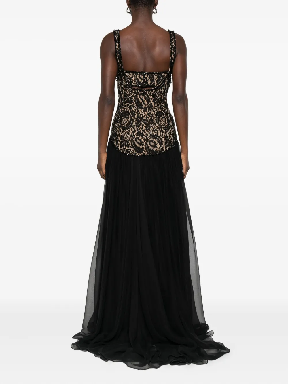 M.marquise Melissa Lace Cut-out Maxi Dress In Black