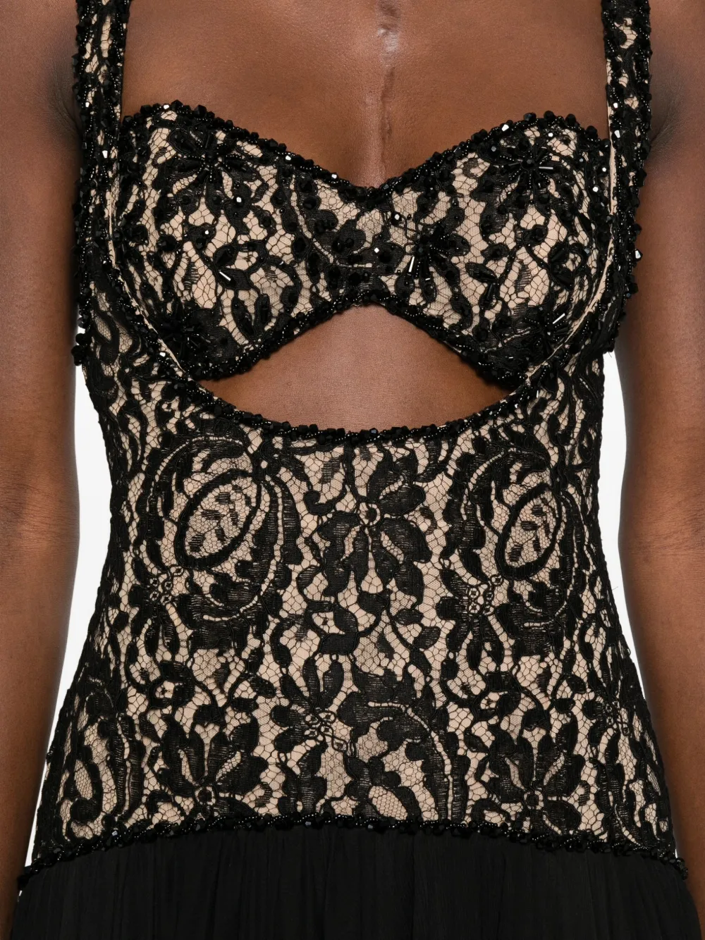 M.marquise Melissa Lace Cut-out Maxi Dress In Black