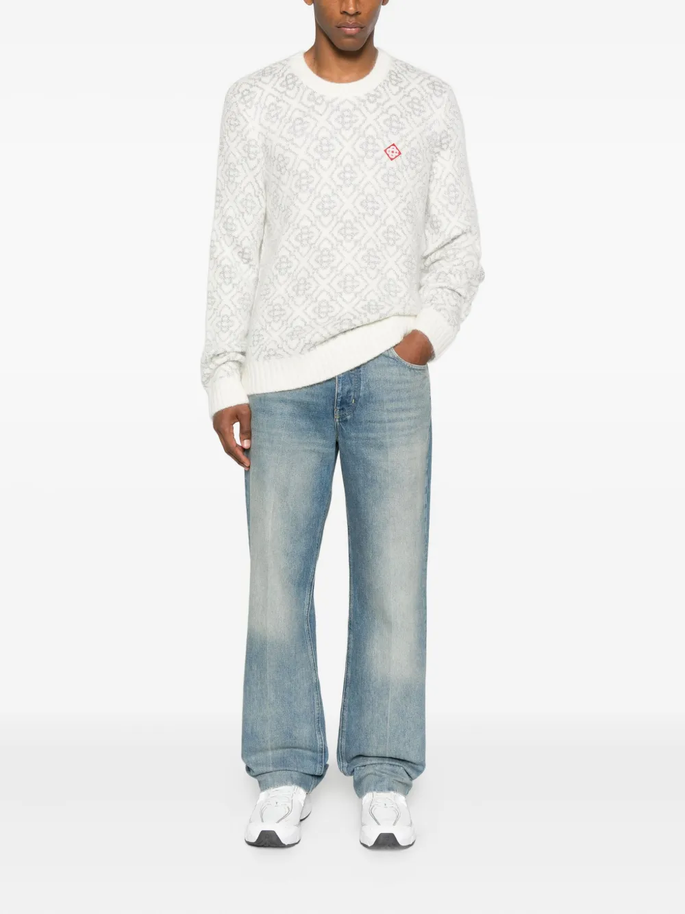 Casablanca patterned logo sweater - Wit