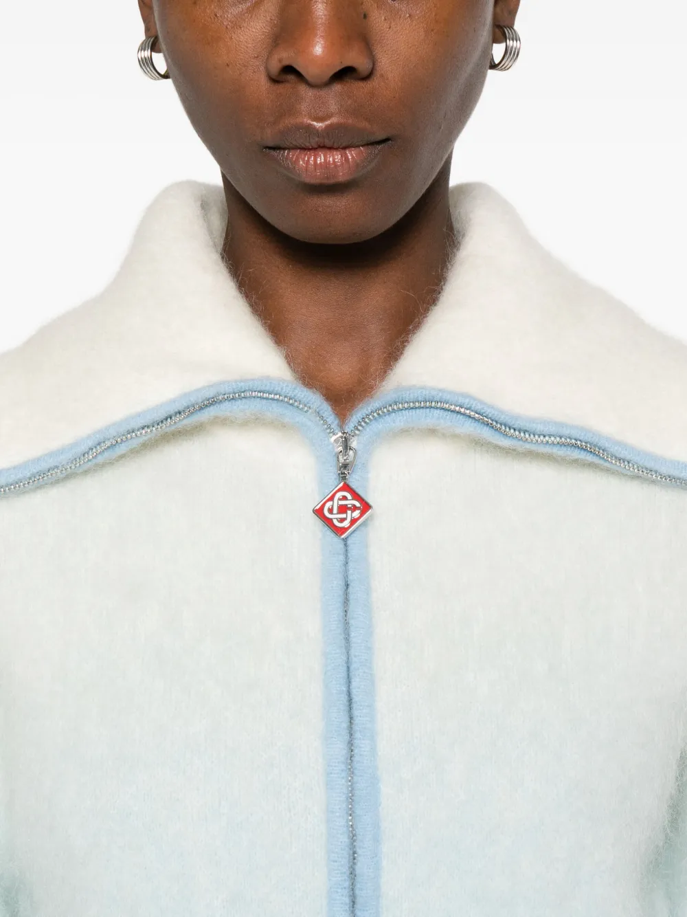 Casablanca Vest met rits en kraag Wit