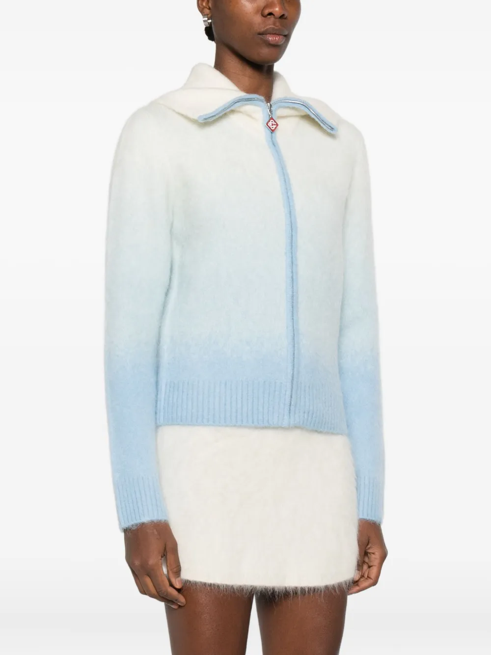 Casablanca Vest met rits en kraag Wit