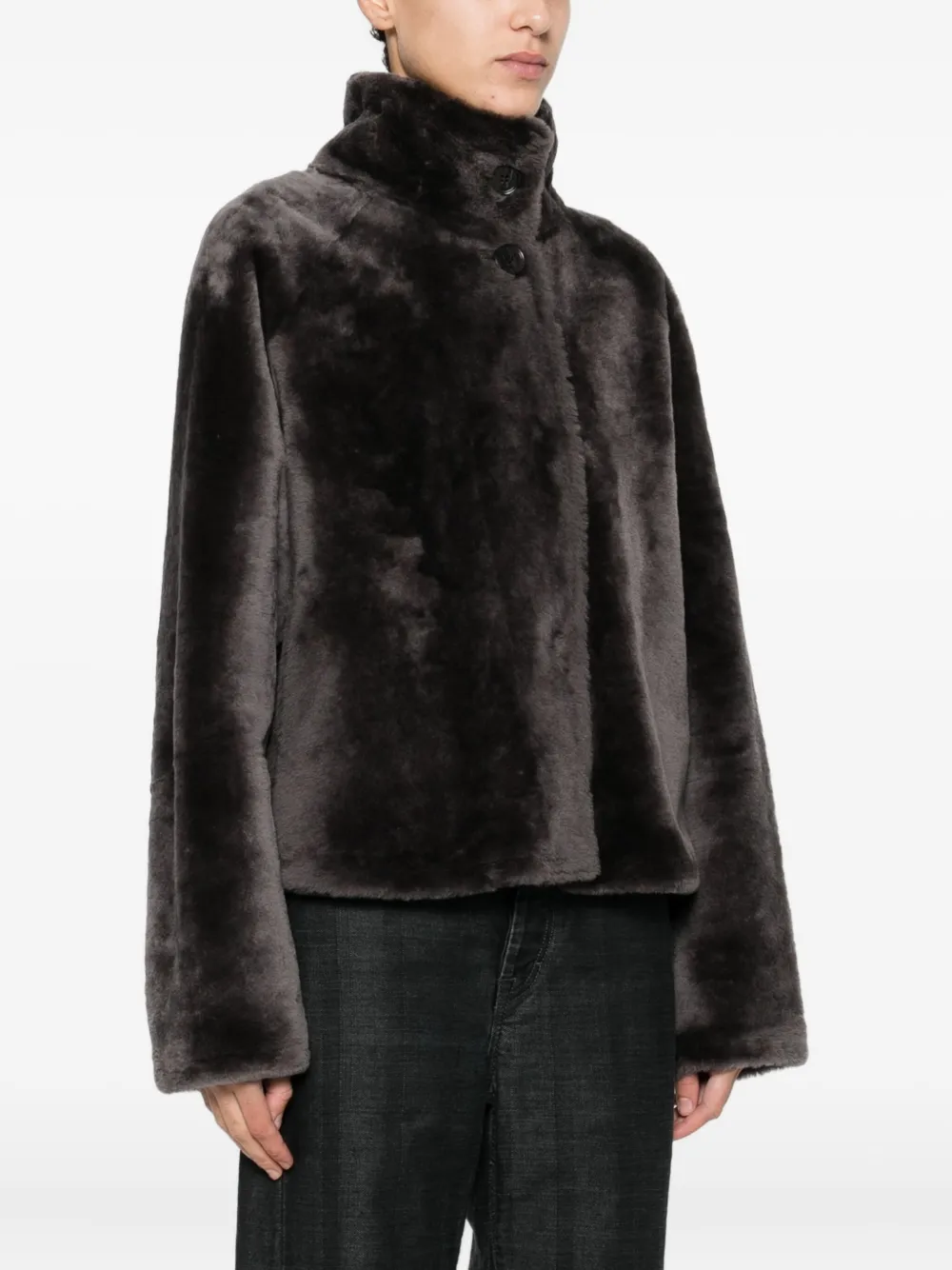 Arma High-neck Faux Fur Coat In Brown