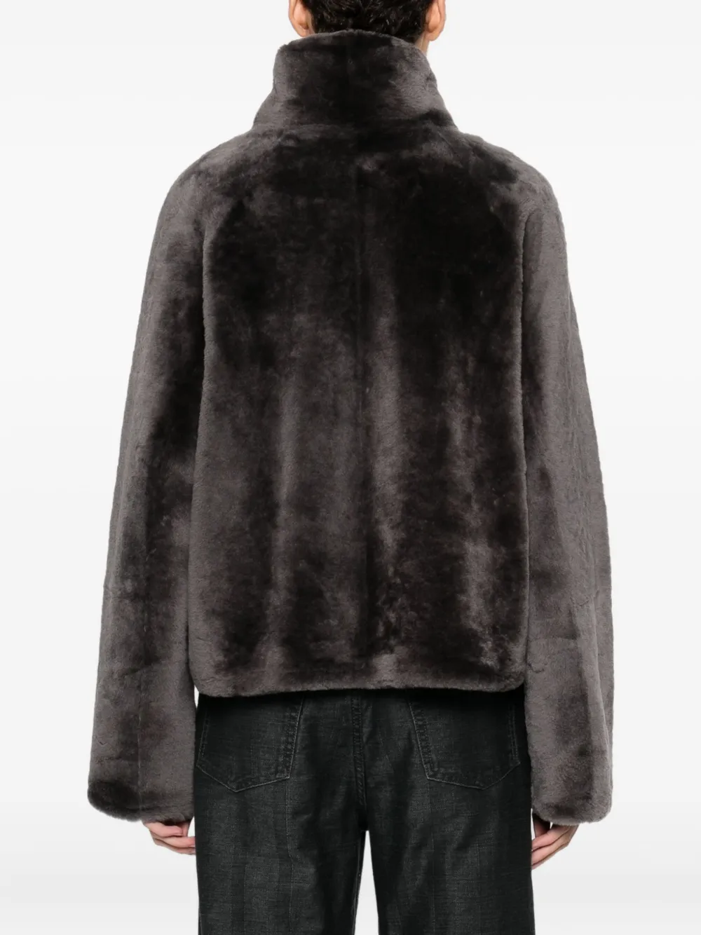 Arma High-neck Faux Fur Coat In Brown
