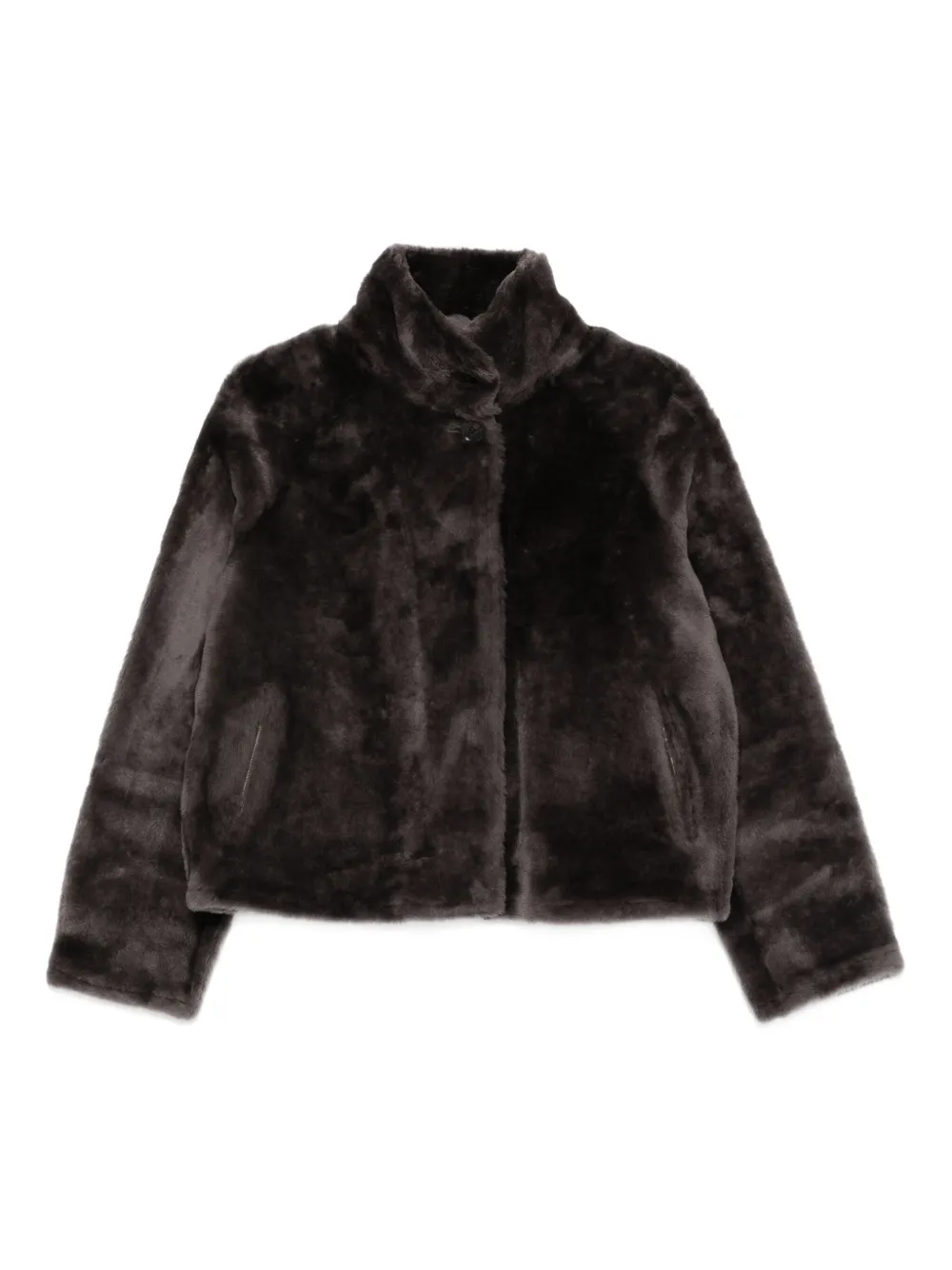 Arma High-neck Faux Fur Coat In Brown