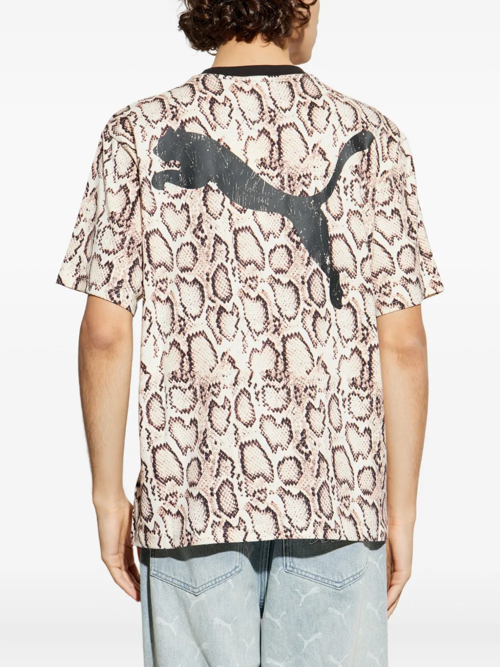 PUMA T-shirt met dierenprint en logo Beige