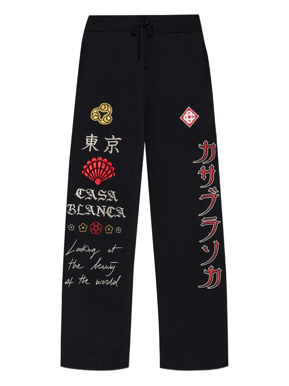 Casablanca embroidered drawstring trousers | Black | Image 1