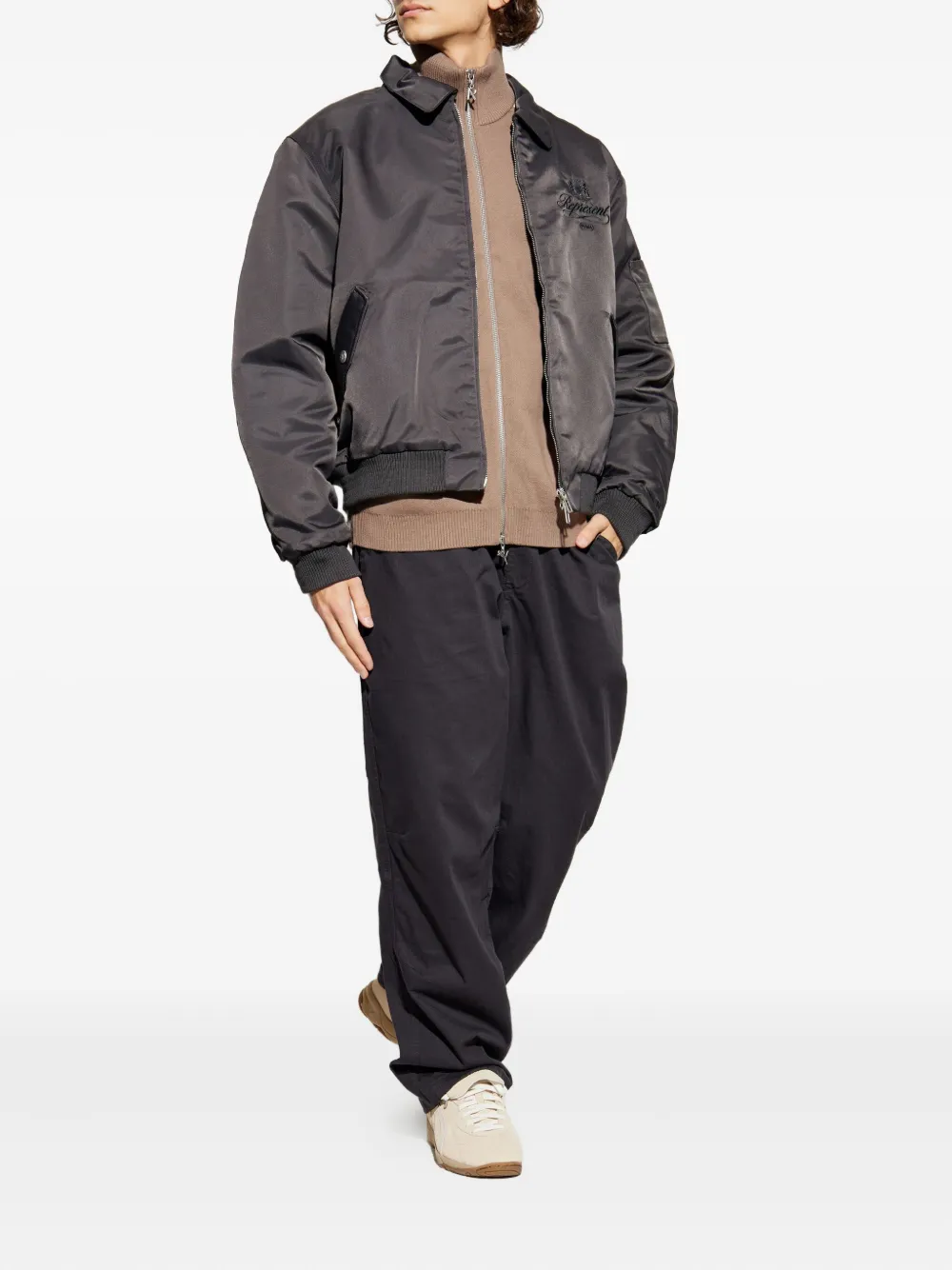 PUMA x Represent sweater met geborduurd logo en rits - Bruin