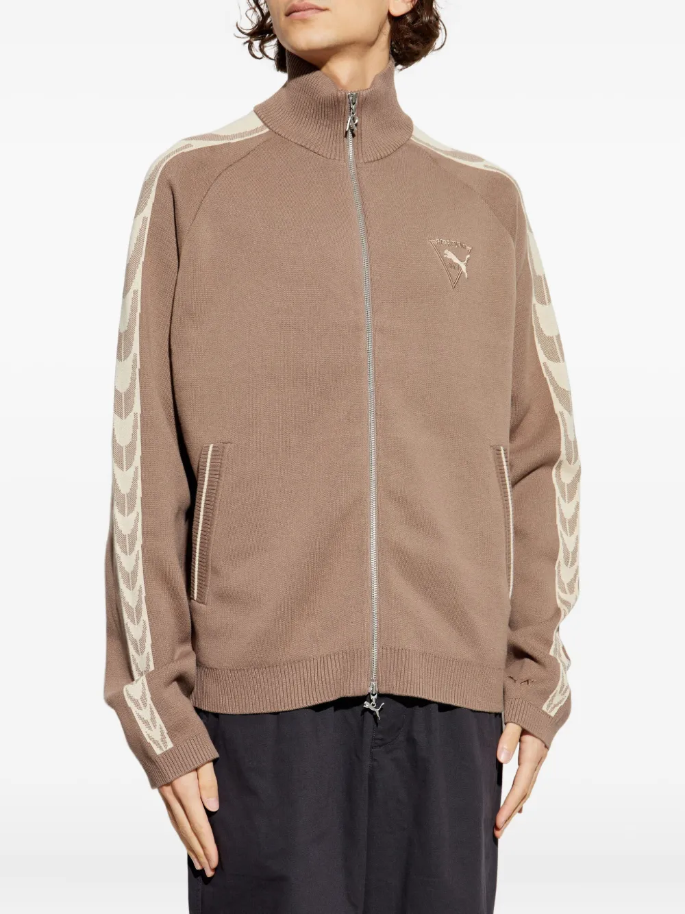 PUMA x Represent sweater met geborduurd logo en rits Bruin