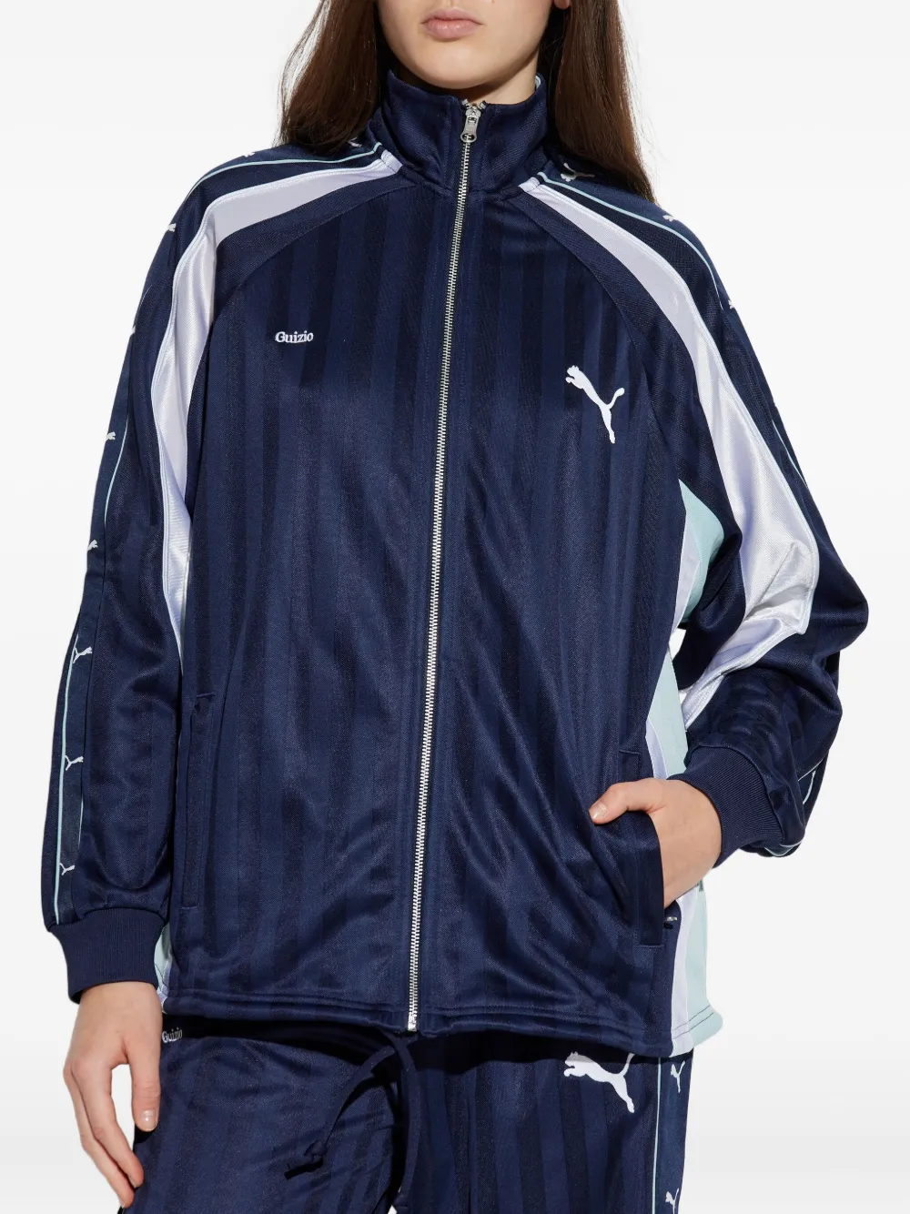 PUMA Gestreepte sweater met rits Blauw